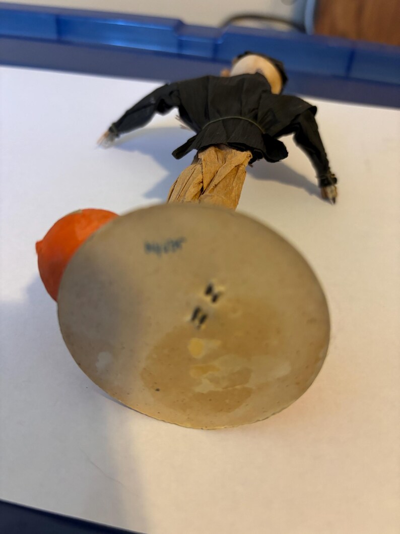 Vintage Japan Spun Cotton Crepe Paper Halloween Scarecrow 6 Inches Tall