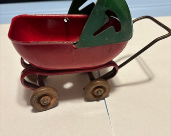 Vintage Metal Doll Stroller Baby Buggy