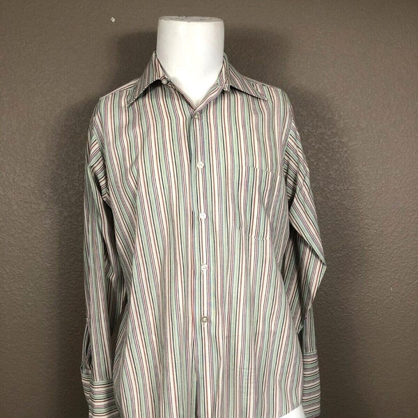 French Cuff 1960's Van Heusen Hampshire House Men's Mod Stripe Shirt Pre-owned
