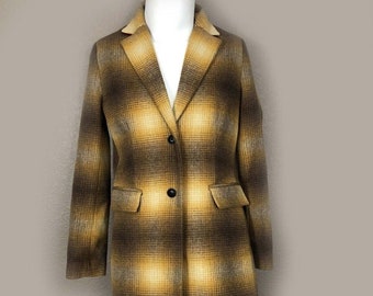 Tommy Hilfiger Designer Wollmischung Shadow Plaid Sz 6 knielanger Mantel