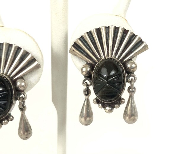 Mexican PARRA 40's Black Onyx Mask Sterling Silve… - image 3