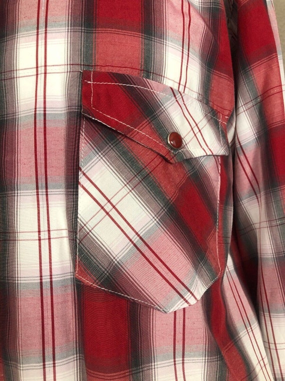 Ace of Diamond Red Plaid Western Cowboy Rodeo Sna… - image 3