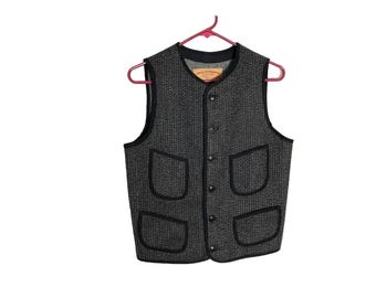 Labour Union Sz S Black White Herringbone Tweed Back Belt Limited Customization