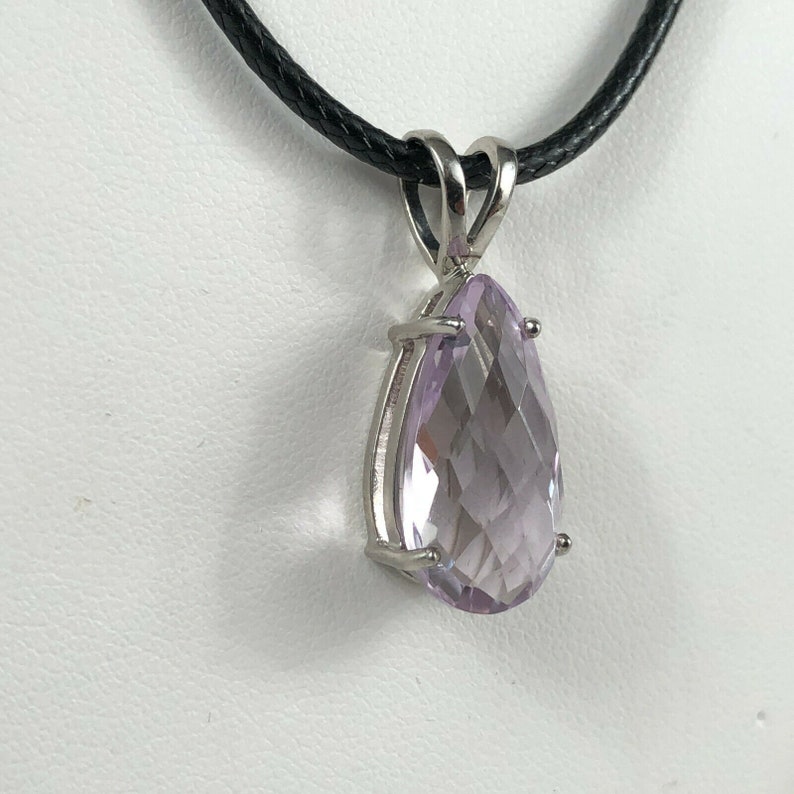 Sterling Silver 925 Lavender Teardrop Amethyst Necklace Adjustable