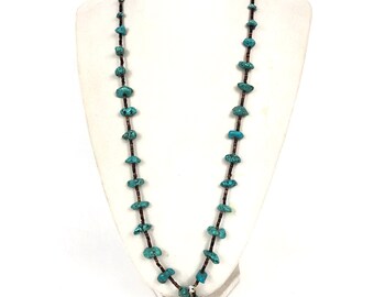 Southwestern Silver Turquoise Heishi Trading Post Necklace w Jacla #1-2