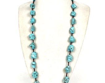 Southwestern Heishi Silver Turquoise Nugget Trading Post Necklace #7