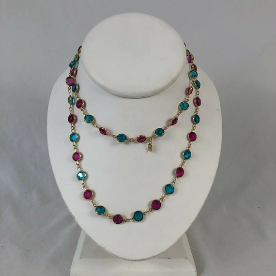 Vintage Swarovski Crystal Raspberry Teal Strand Ne