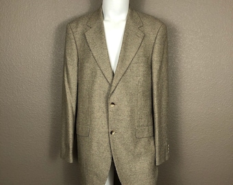 LL Bean Brown Tweed Pattern Silk Blend Sport Coat Sz 43 Tall Pre-Owned EXC