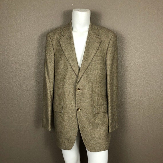 LL Bean Brown Tweed Pattern Silk Blend Sport Coat… - image 1