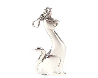 Kitty Cat Petite Pendant Sterling Silver 925 Pre-Owned Estate Jewelry