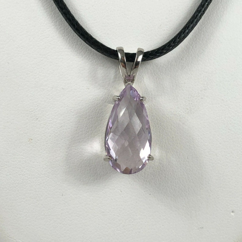 Sterling Silver 925 Lavender Teardrop Amethyst Necklace Adjustable