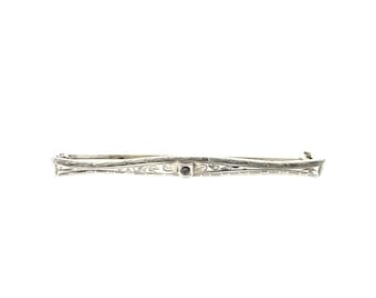 Victorian Antique Art Nouveau ALL Co Sterling Silver Engraved Bar Brooch 2.25"