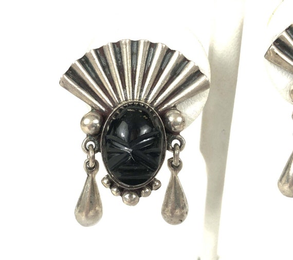 Mexican PARRA 40's Black Onyx Mask Sterling Silve… - image 2