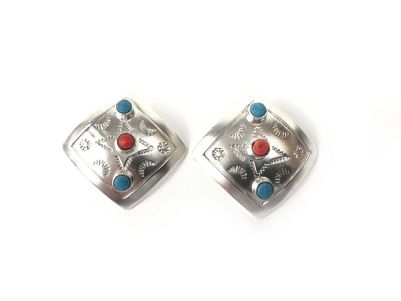 Taxco Mexico Sterling Silver 925 Stud Bead Trim E… - image 1