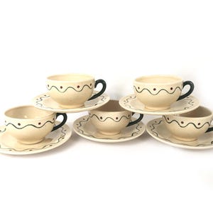 Metlox Poppytrail Green Rooster Coffee Tea Cup Saucer Lot 5 Sets California Pottery