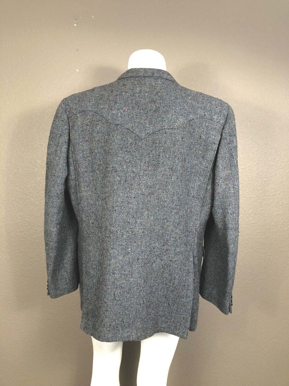 Flying L Western Cowboy Action Back Sport Jacket Gray Tweed Sz 46 Pre ...