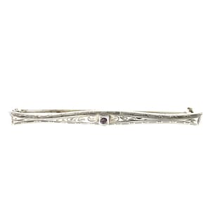 Victorian Antique Art Nouveau ALL Co Sterling Silver Engraved Bar Brooch 2.25&quot;
