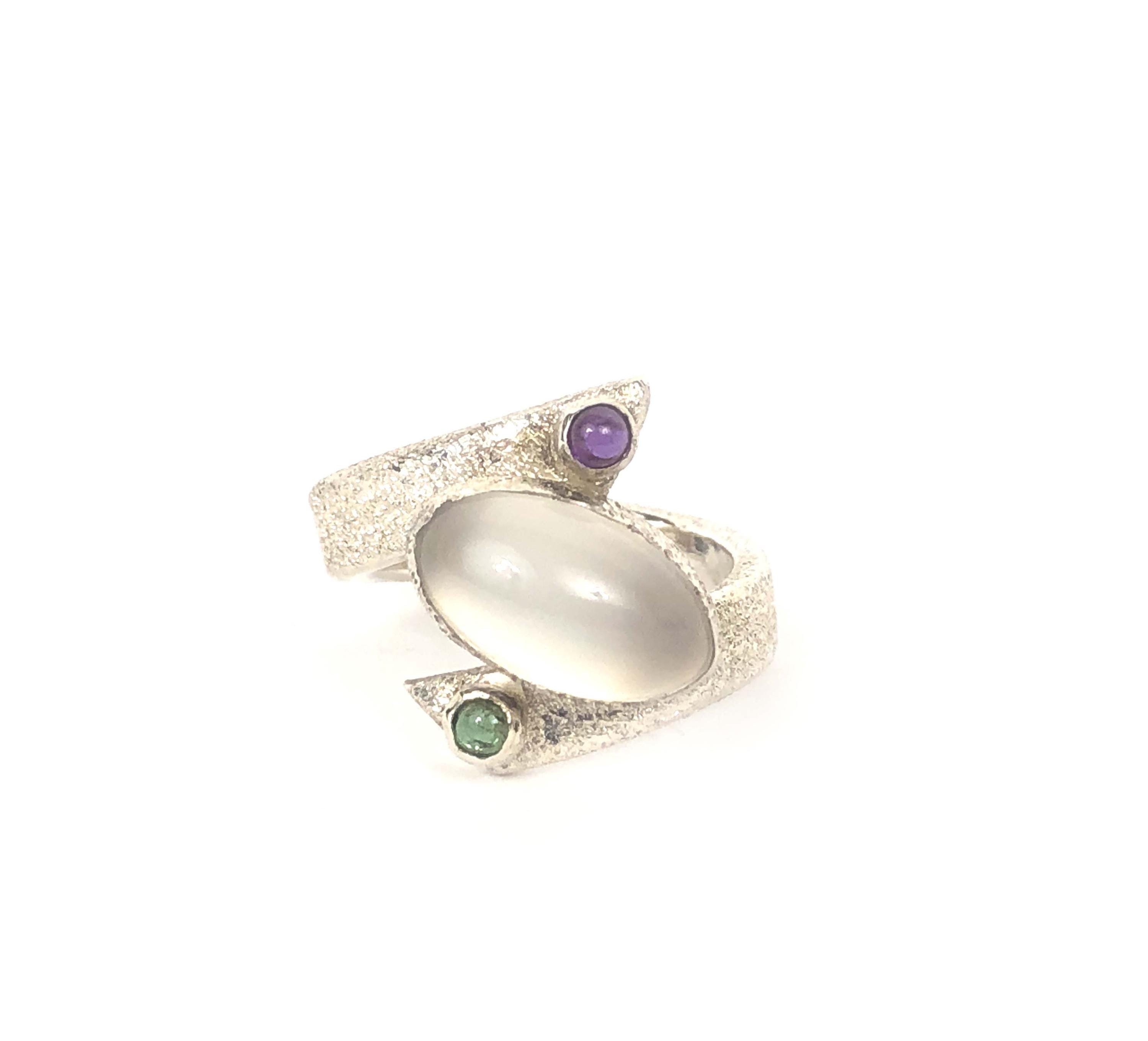 トルマリン・ムーンストーンリング ステアリングシルバーStone-Dance トルマリン・ムーンストーンリング ステアリングシルバーStone-Dance