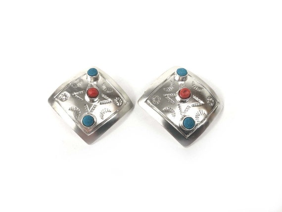 Taxco Mexico Sterling Silver 925 Stud Bead Trim E… - image 2