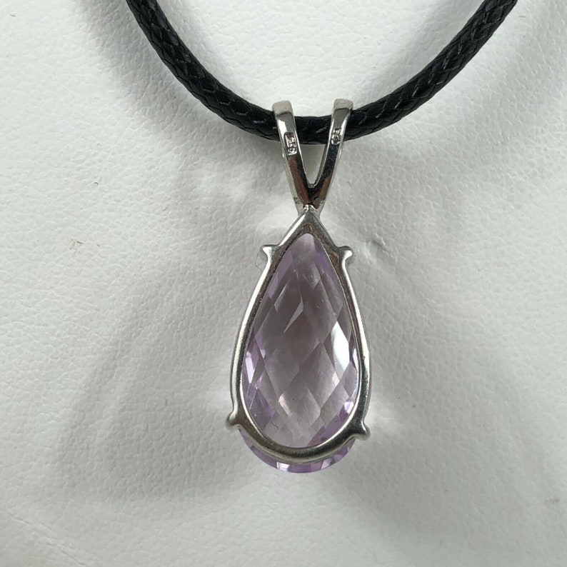 Sterling Silver 925 Lavender Teardrop Amethyst Necklace Adjustable