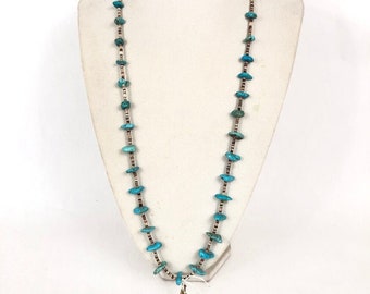 Silver Turquoise Southwestern Heishi Trading Post Necklace w Jacla #2