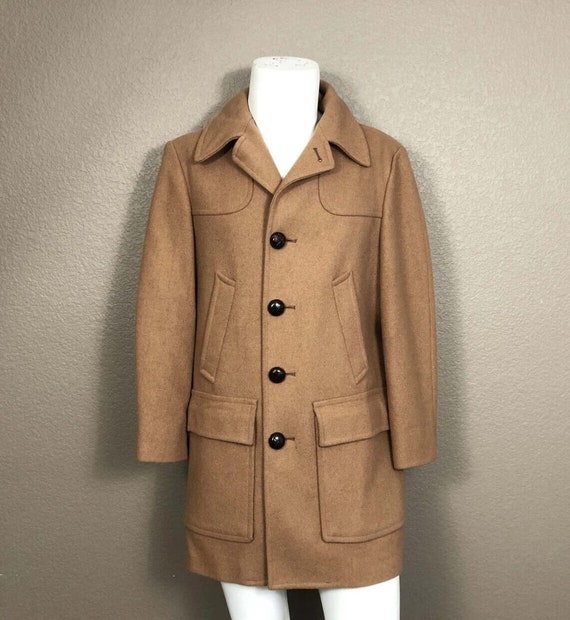 1960s Pendleton Vintage Wool Car Coat Brown Long J