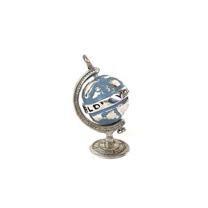 Spinning World Globe Charm Enamel Sterling Silver 925 Vintage You Are My World