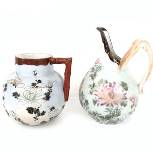 Delicate Cruet Pitcher Butterflies and Kutani Porcelain Vintage Signed Made in Japan