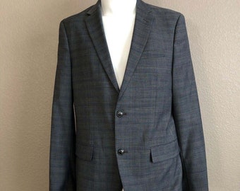 Ben Sherman Gray Plaid Men's Sport Coat Jacket Sz R40 Pre-Owned Wool Blend