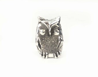 Artisan Owl Sterling Silver Petite Brooch Pin Estate Fine Jewelry Pre-Owned 1"