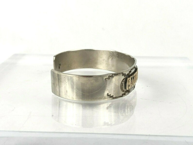 Navajo Sterling Silver 12k Stamped Cuff Bracelet Vintage Estate Find RB