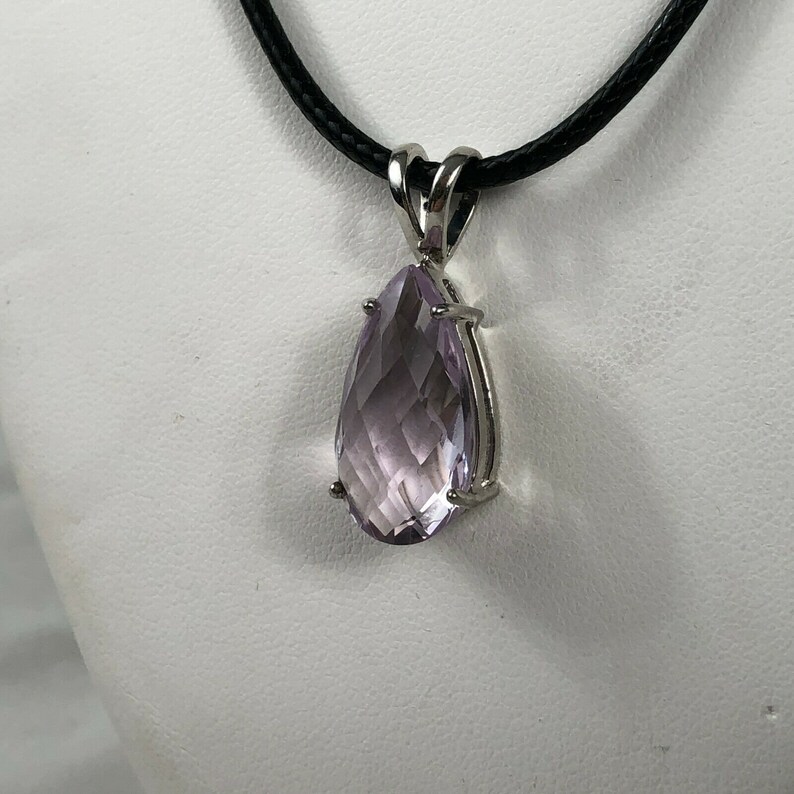 Sterling Silver 925 Lavender Teardrop Amethyst Necklace Adjustable