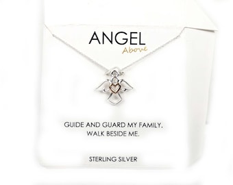 Collar con colgante de ángel de la guarda en plata de ley 925 (EXC, joyería usada)