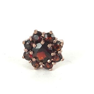 Rose Gold Plated Sterling Silver Natural Garnet Stud Earring Estate Jewelry SINGLE