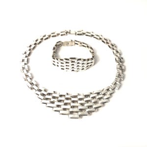 Mexican Panther Choker Necklace & Bracelet Set 108 gr tw Sterling Silver 925 VTG