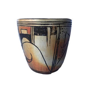 Traditional Hopi Tewa Polychrome Short Signed SD Cylinder Vase Pottery 3.75"