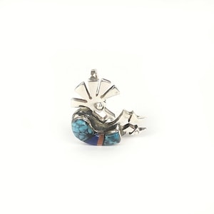 Kokopelli Southwestern Turquoise Lapis Coral Pendant Sterling Silver 925 Pre-Owned