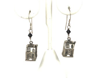 Slot Machine Casino Sterling Silver 925 Dangle Drop Earrings 1 5/8" Pre-Owned