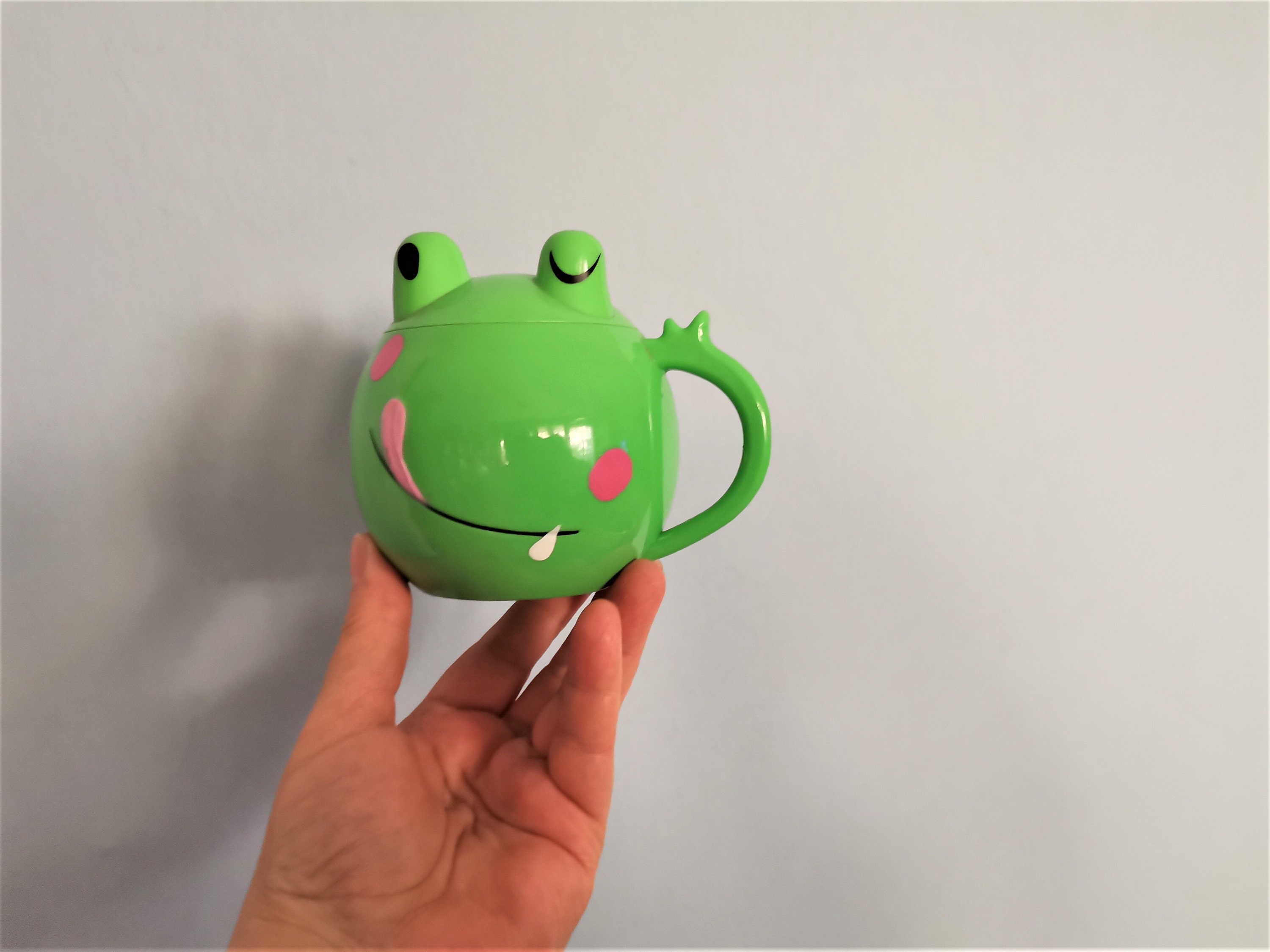 Froggie Plastic Jar Vintage Plastic Container Frog Shaped Etsy New