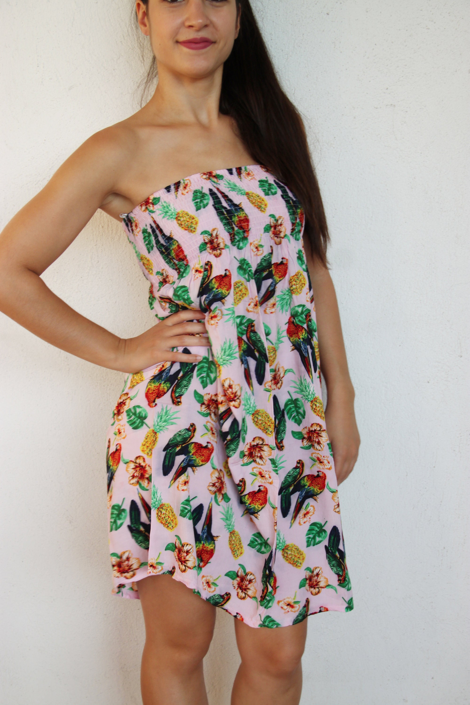 Vintage Blossom Strapless Mini Dress