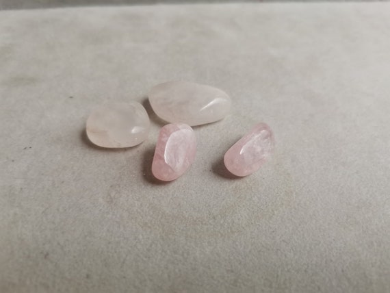 Rose quartz stones, natural polished rose quartz pebbles, Brazilian pale pink quatz, set of four rocks