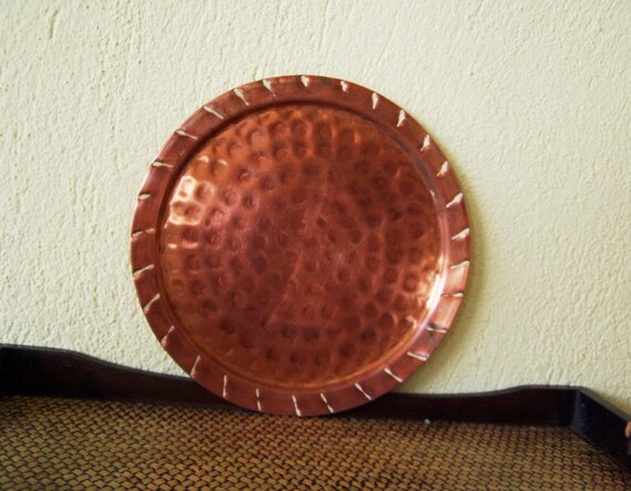 early fifties, vintage copper serving tray rustic decor Vintage copper plate hammered vintage copper plate rustic copper plate