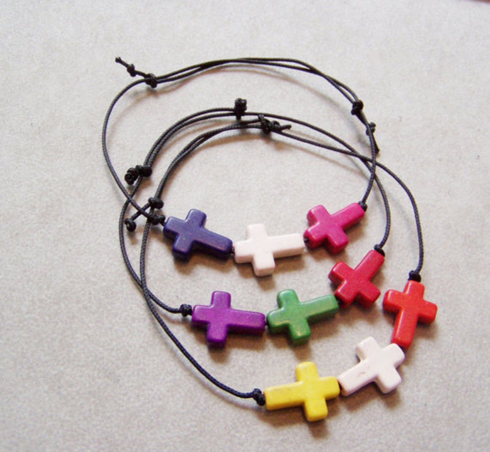 Colourful Cross Bracelets Sideways Cross Bracelets Howlite Etsy