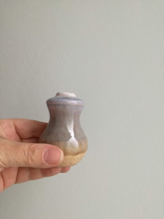 Vintage ceramic miniature vase, pumkin shaped ceramic miniature, tiny bud vase, Greek pottery miniature, vintage miniature, bud vase gift