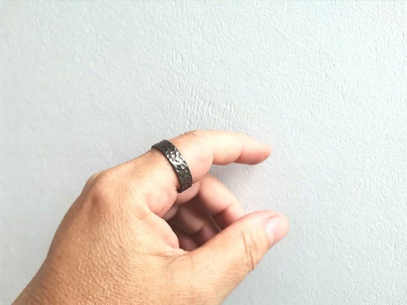 Vintage silver ring, mens silver band ring, hammered silver band, solid sterling silver band, Greek handmade mens ring