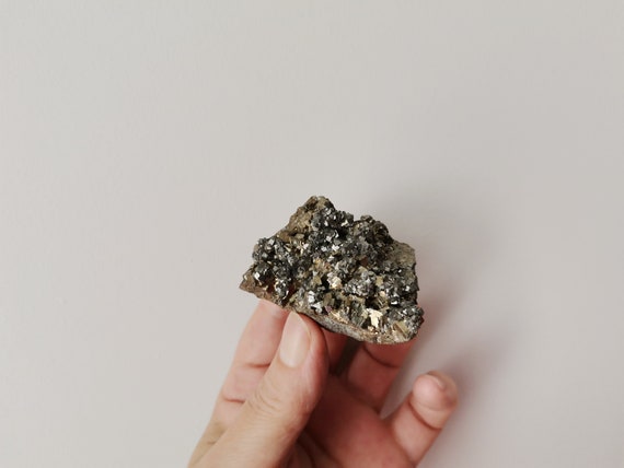 Vintage Greek mineral stone specimen, Greek iron pyrite, iron pyrite find, natural iron pyrite stone, late eighties