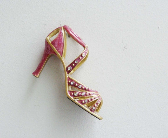 Vintage platform miniature, dusty pink vintage shoe miniature, 40's strappy platform, collectible miniature, early  nineties