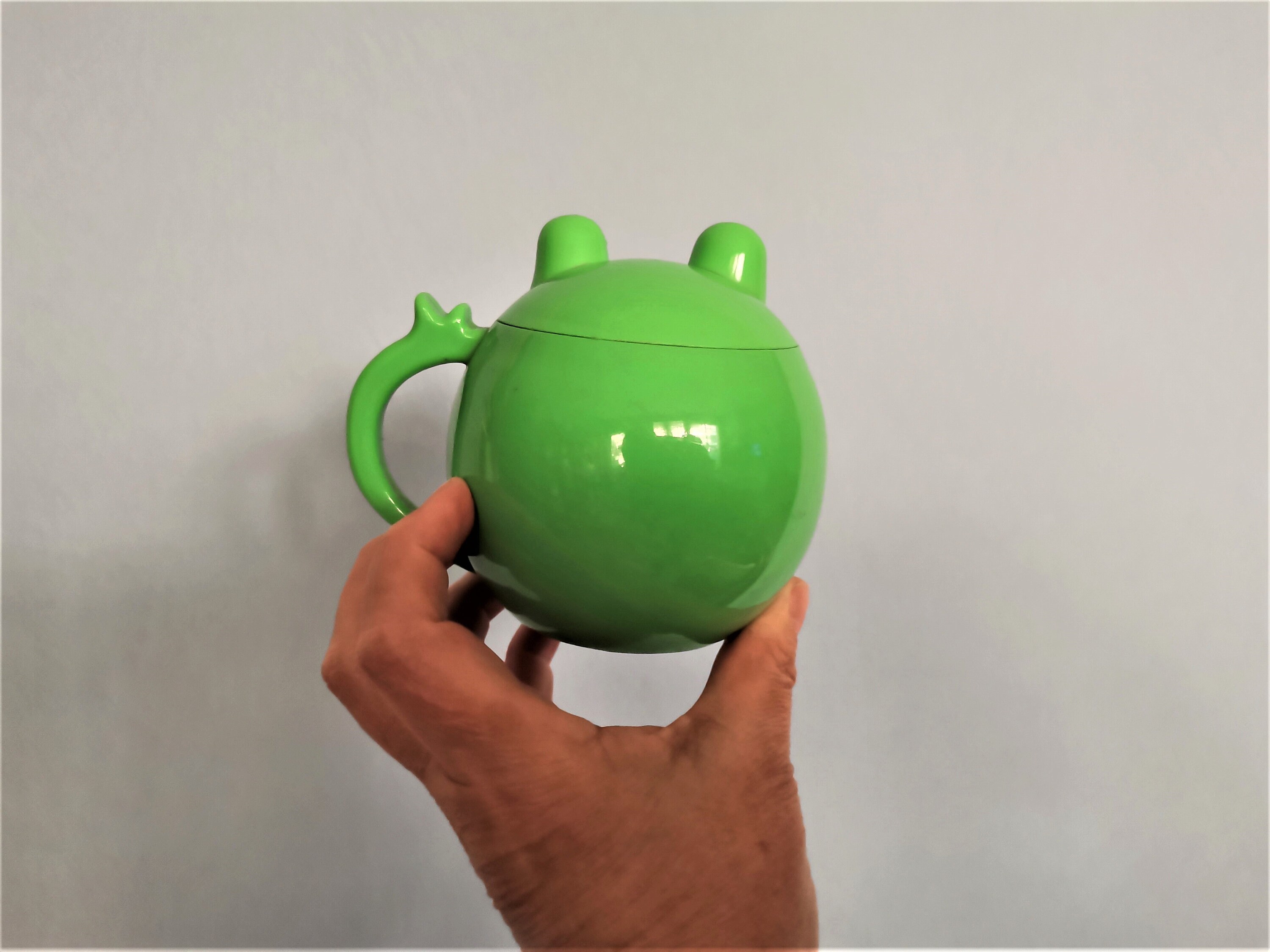 Froggie plastic jar, vintage plastic container, frog shaped storage