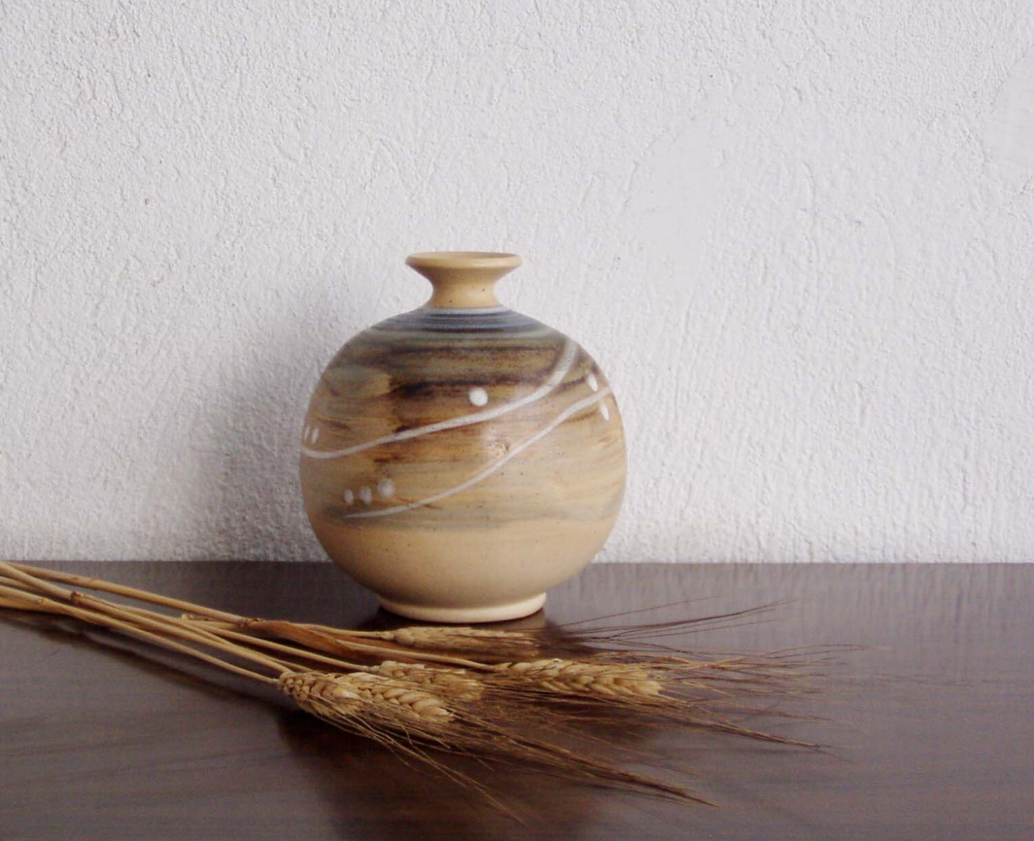 Vintage Ceramic Ball Shaped Vase Greek Pottery Rustic Vase Etsy