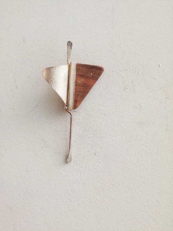 Triangle sterling brooch , Greek handmade brooch o